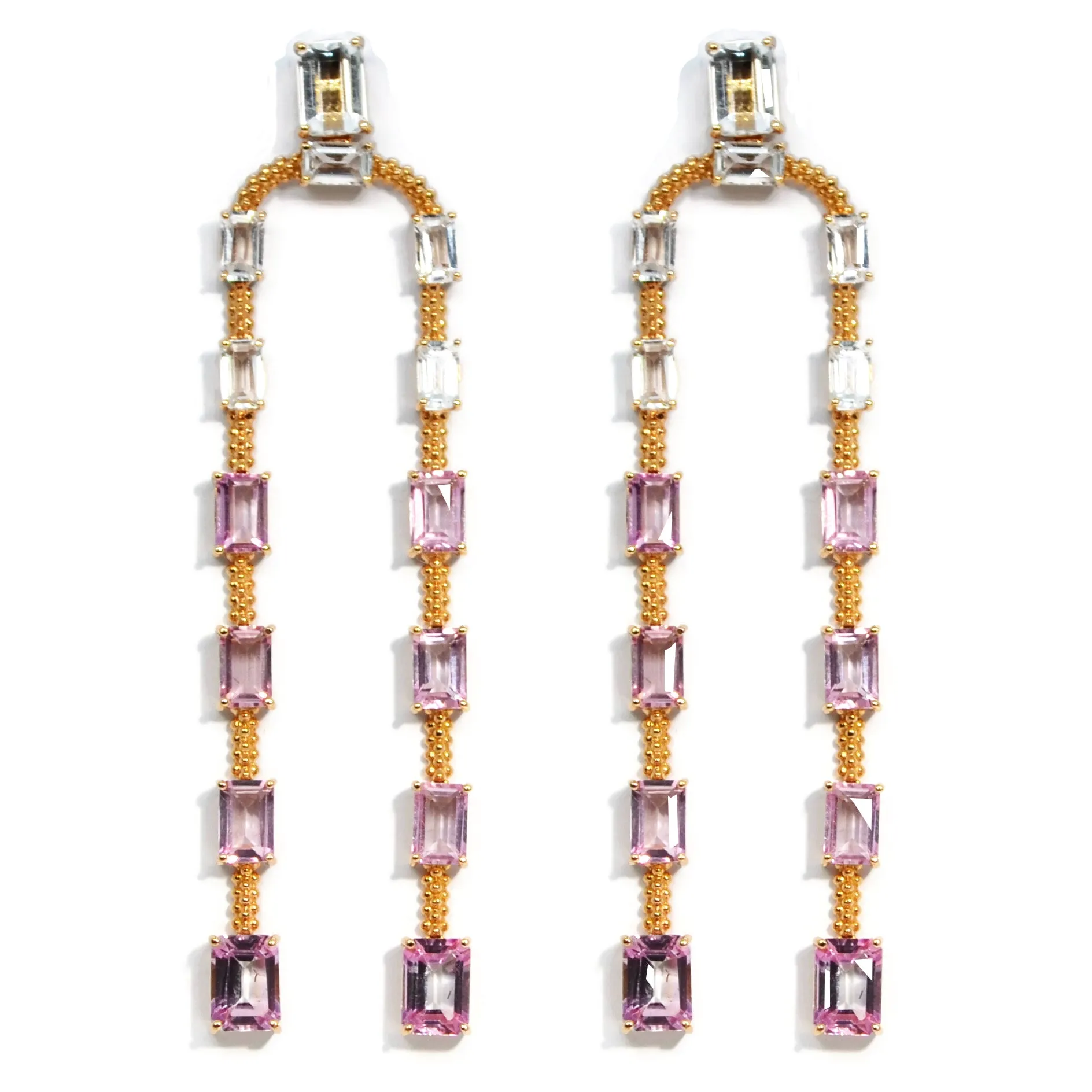 Carla Amorim - Acqua - Drop Earrings, Topaz, Rose Gold