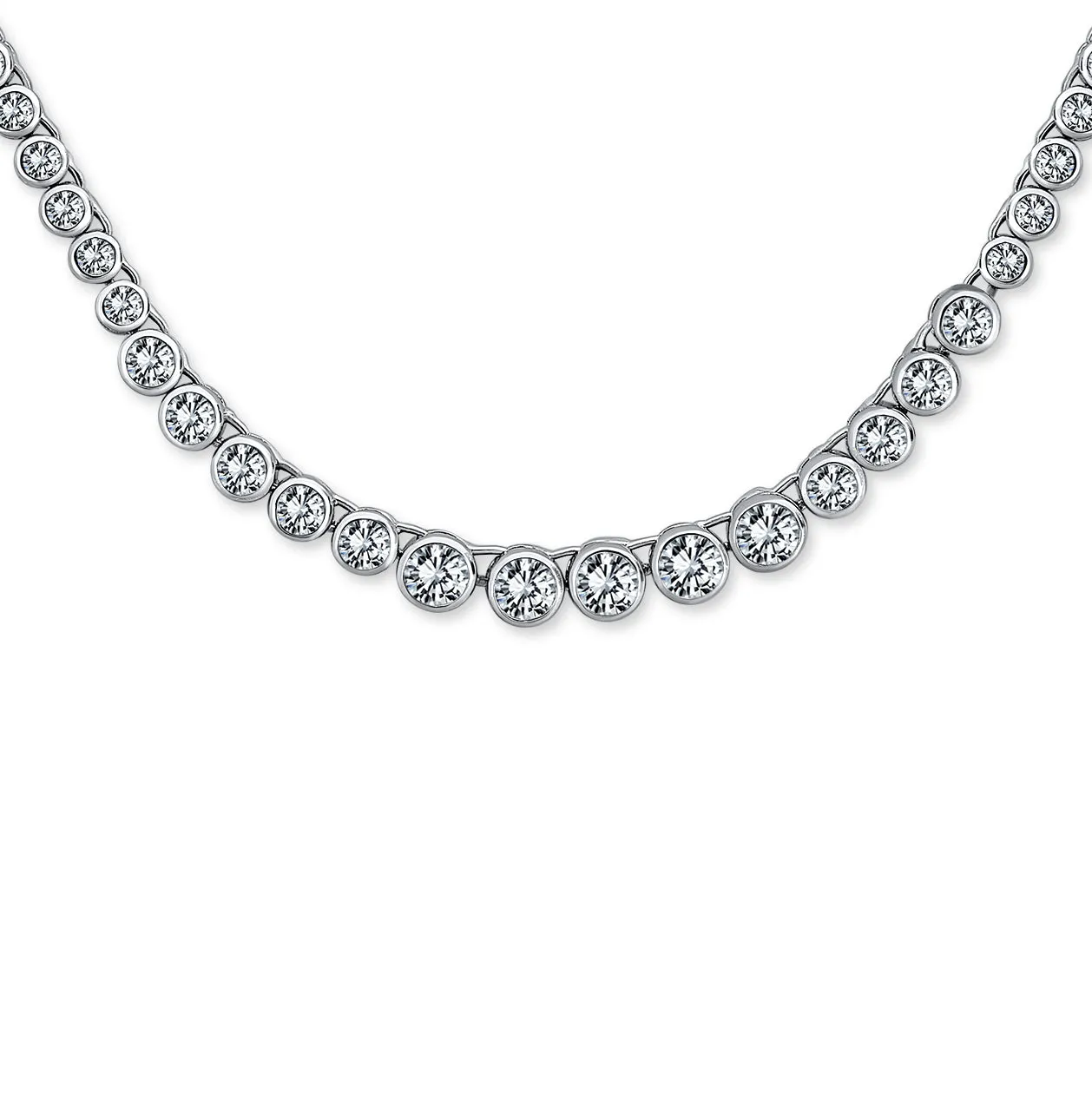 Classic Bridal Collar Necklace with Cubic Zirconia in Silver or Rose Gold Plated