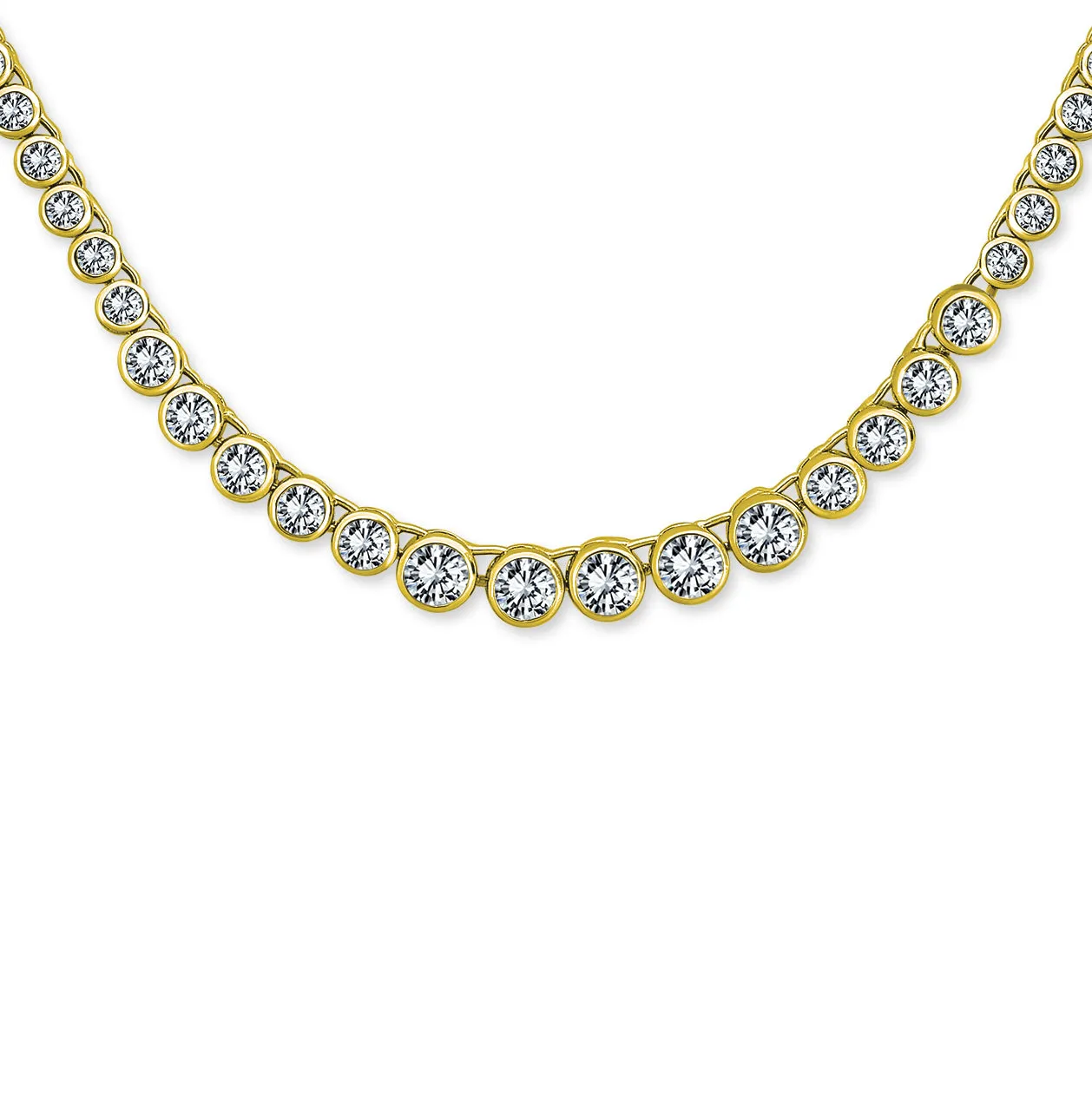 Classic Bridal Collar Necklace with Cubic Zirconia in Silver or Rose Gold Plated