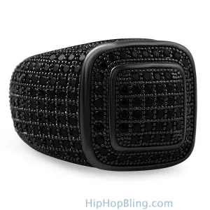 Classy Black CZ Bling Bling Ring