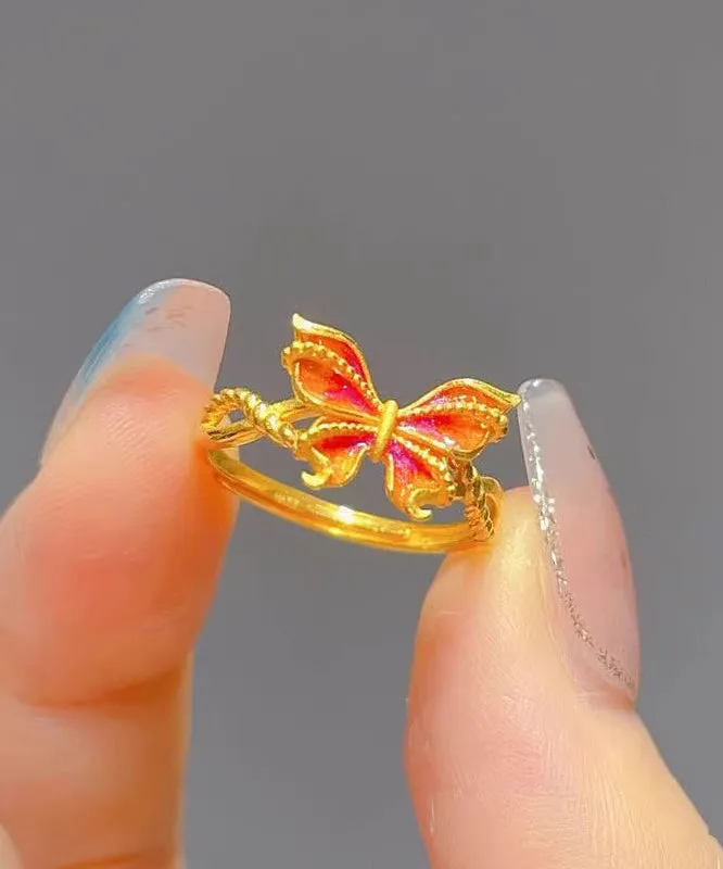 Classy Gold Ancient Gold Burnt Blue Butterfly Rings GH1041