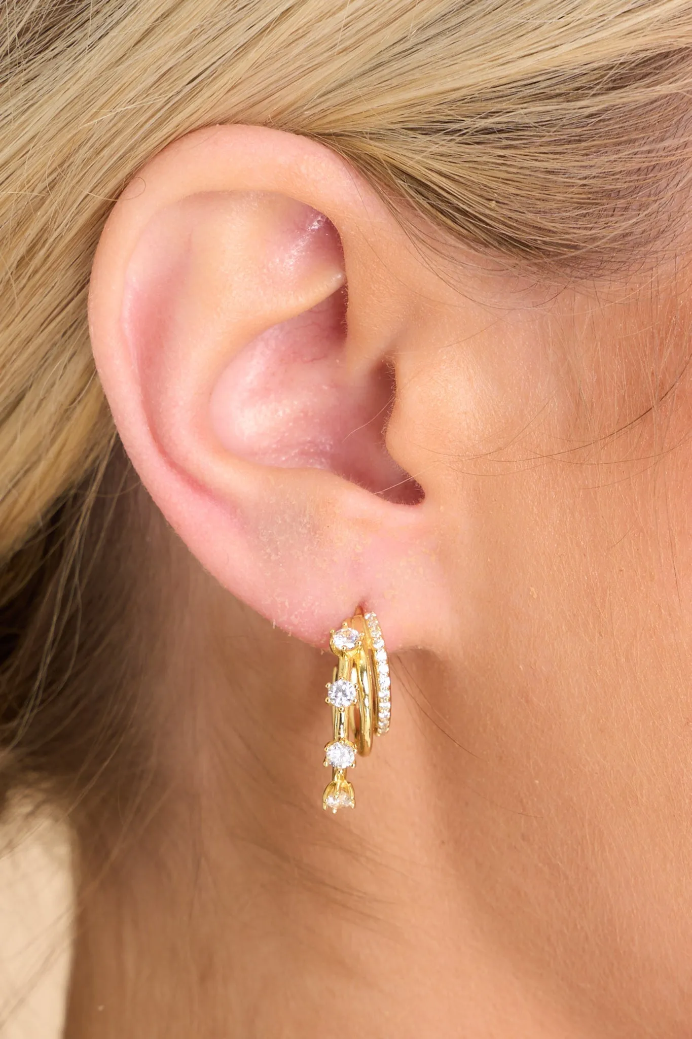 Classy Huggie Gold Hoop Earrings