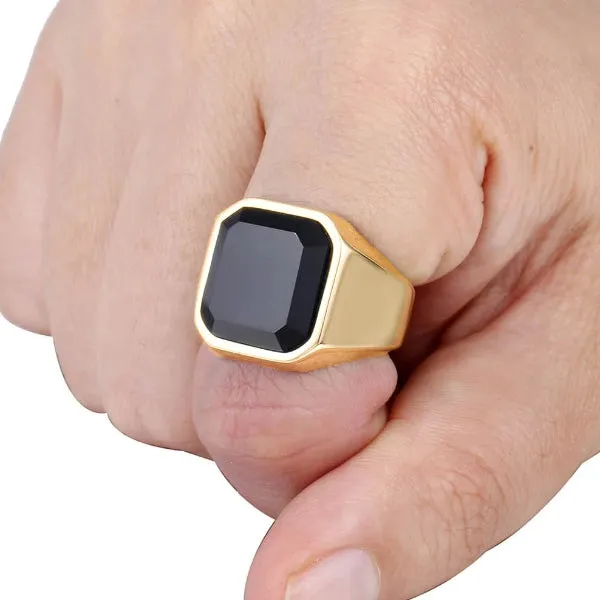 Classy Men Gold Square Signet Ring