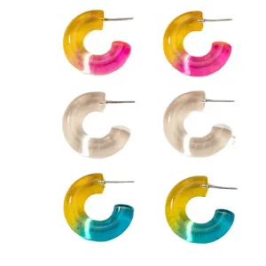 Colorful Acrylic Earrings Set with Transparent Niche Design - Vienna Verve Earrings