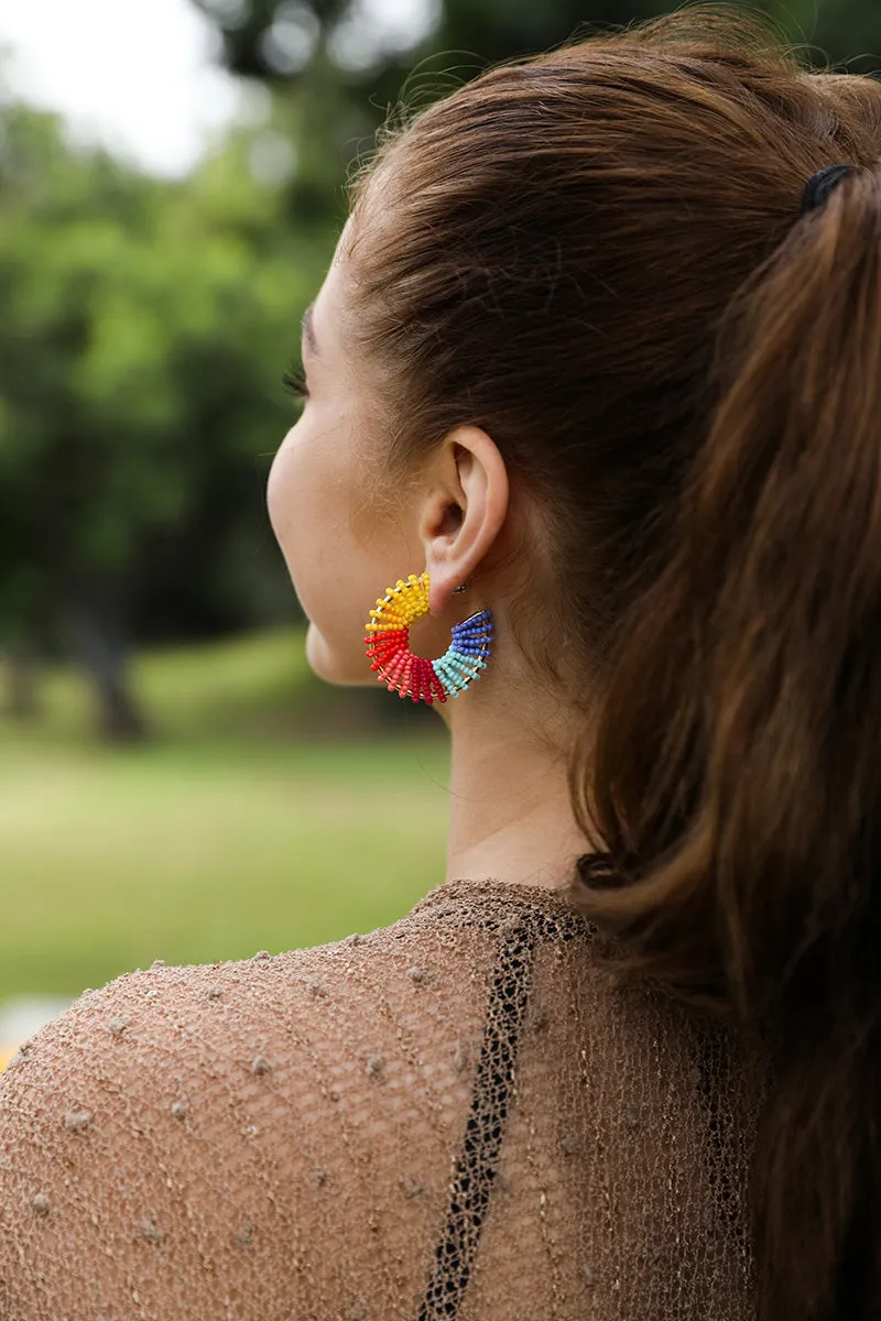 Colorful Beaded Hoop Earrings