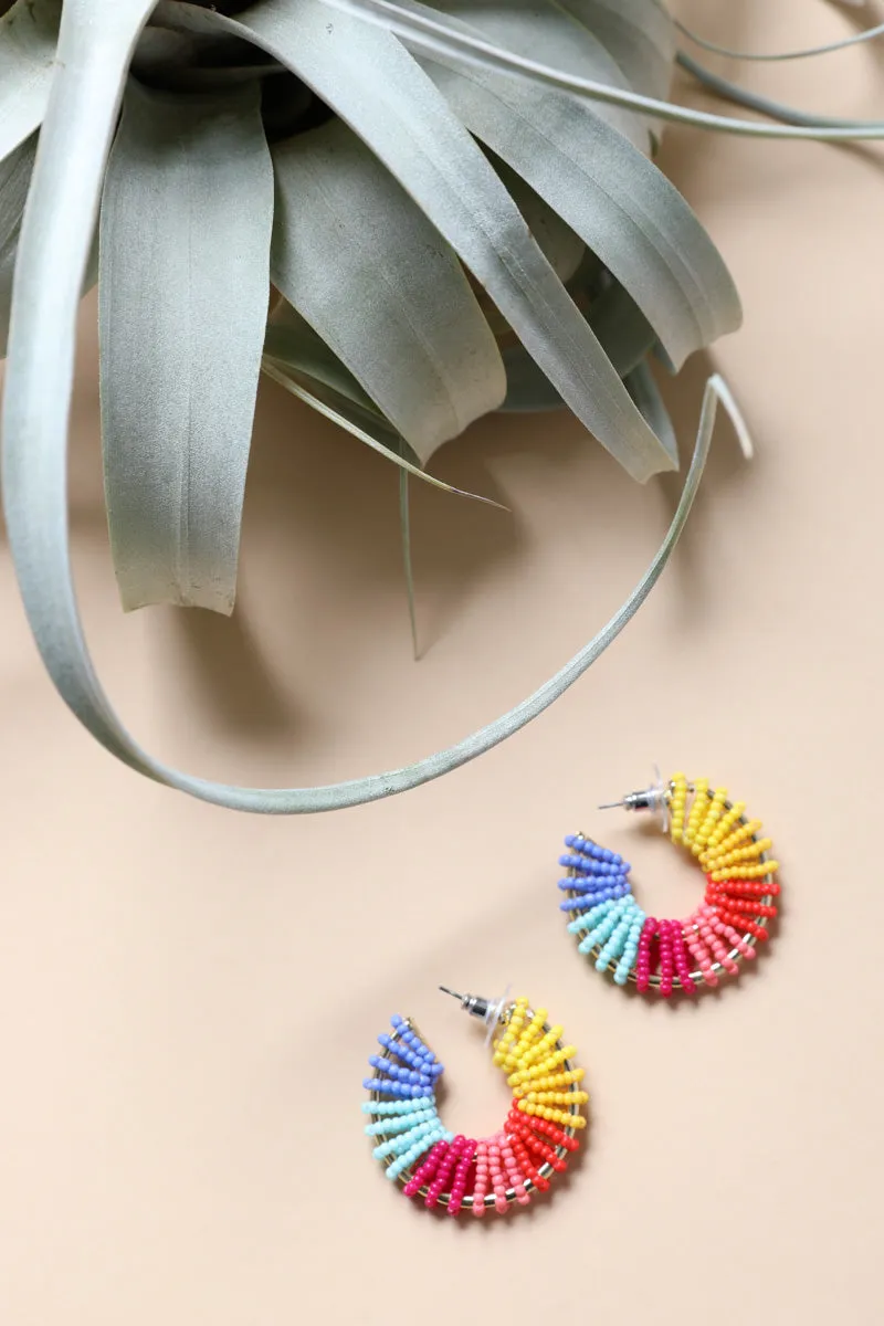 Colorful Beaded Hoop Earrings