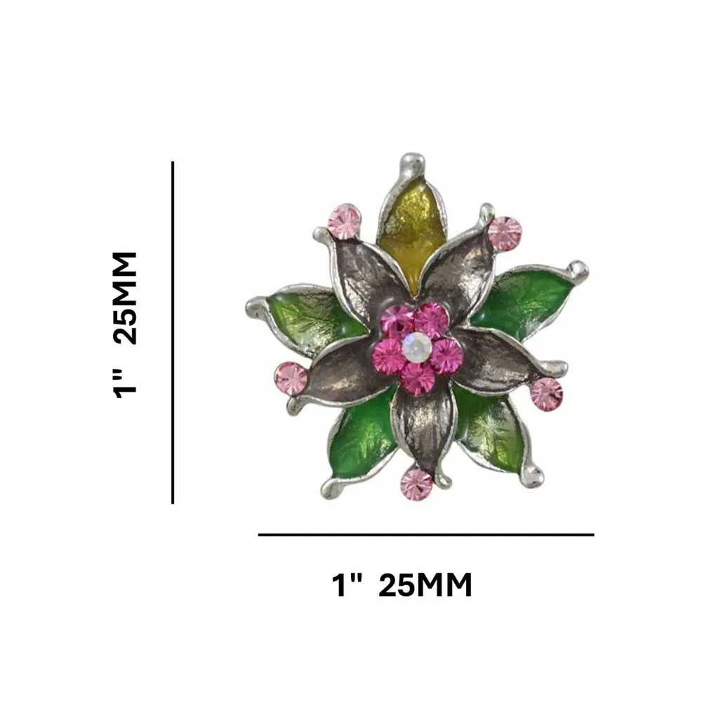 Colorful Enamel and Crystal Flower Clip Earring - RSN690EC