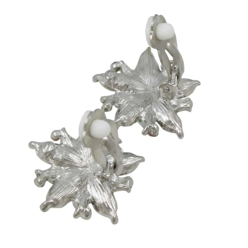 Colorful Enamel and Crystal Flower Clip Earring - RSN690EC