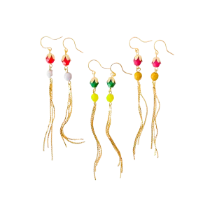 Colorful Gold Chain Tassel Earrings