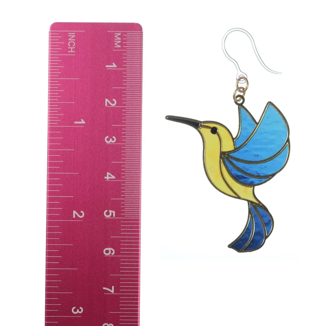 Colorful Hummingbird Dangles Hypoallergenic Earrings for Sensitive Ears Made with Plastic Posts