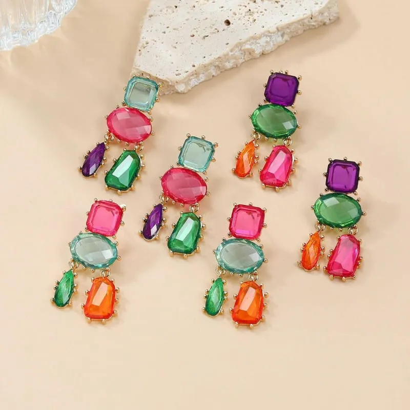 Colorful Multi-layered Geometric Glamourous Earrings