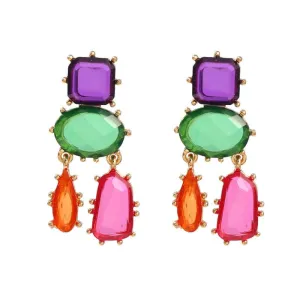 Colorful Multi-layered Geometric Glamourous Earrings