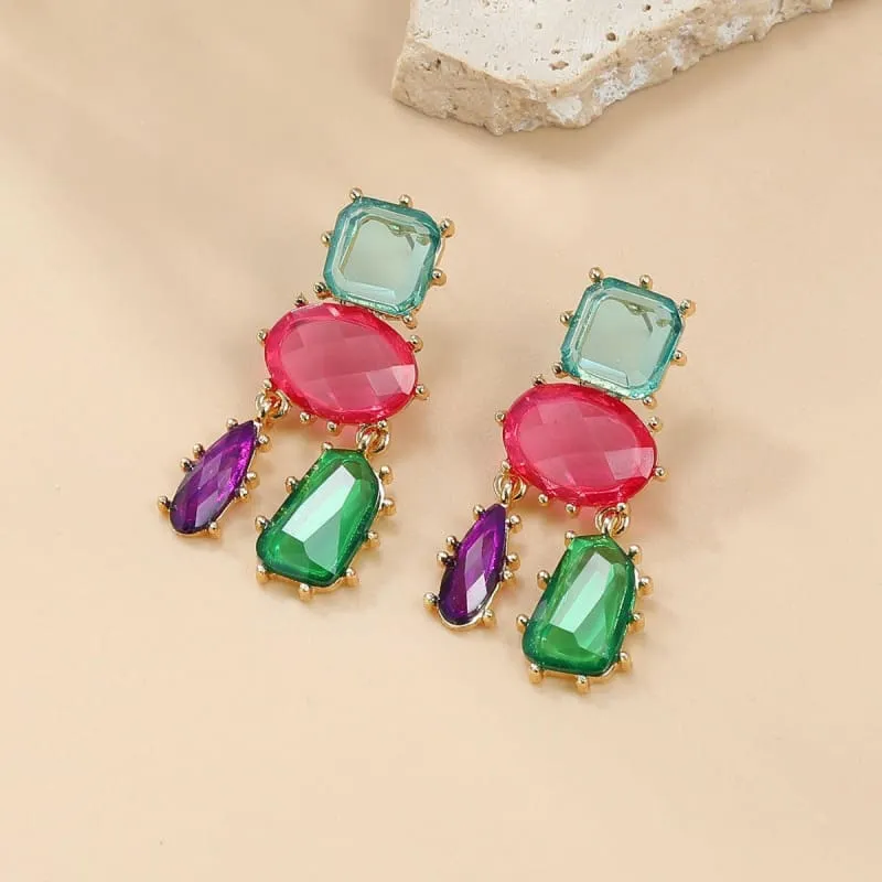 Colorful Multi-layered Geometric Glamourous Earrings