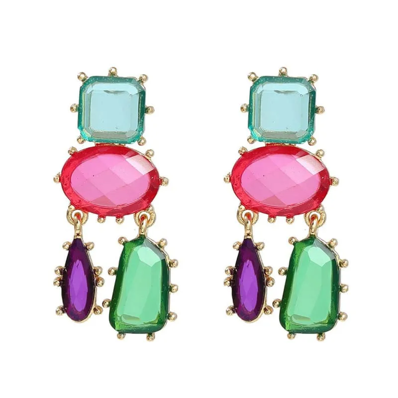 Colorful Multi-layered Geometric Glamourous Earrings