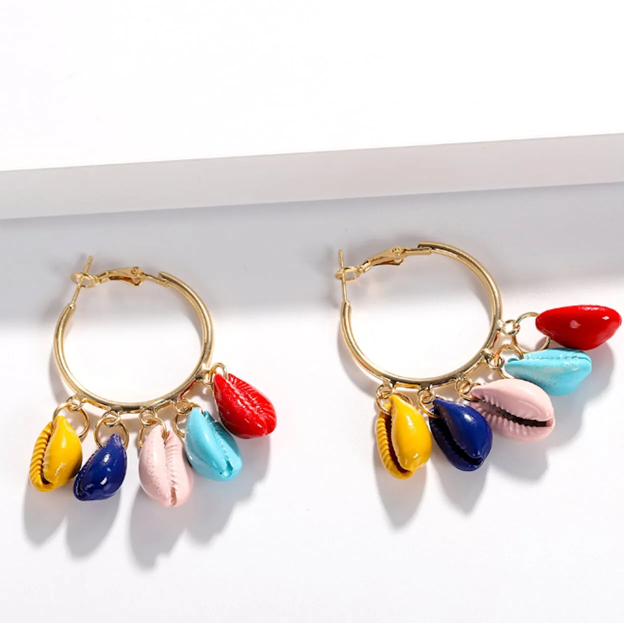 Colorful Seashell Hoop Earrings