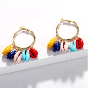 Colorful Seashell Hoop Earrings