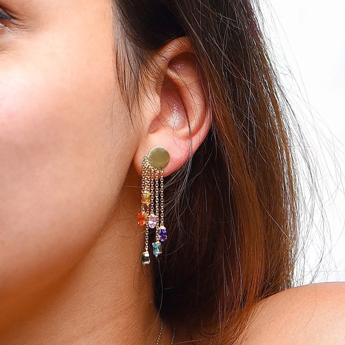 Colorful Stone Drops Earrings