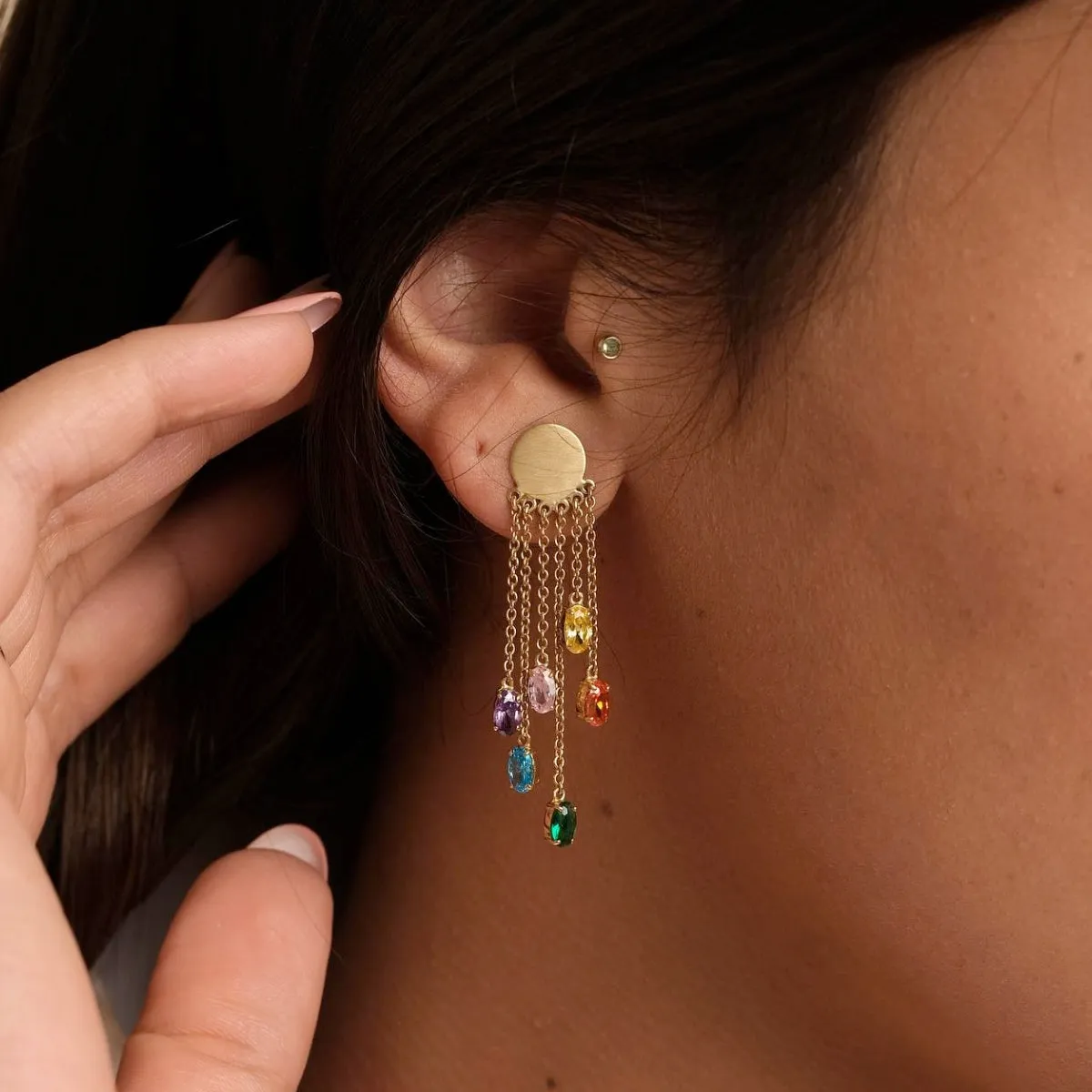 Colorful Stone Drops Earrings