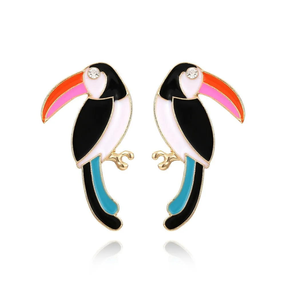 Colorful Toucan Stud Earrings