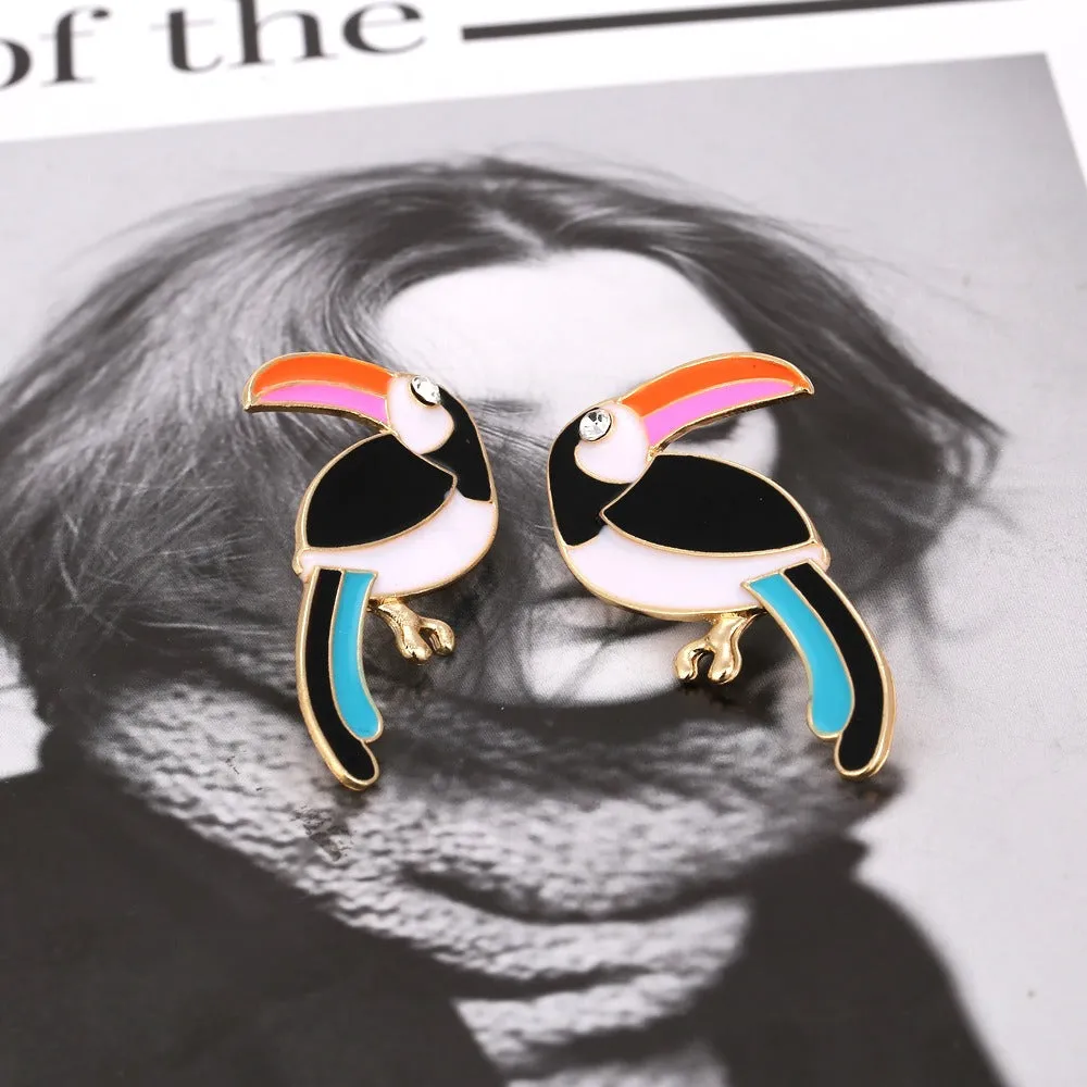 Colorful Toucan Stud Earrings