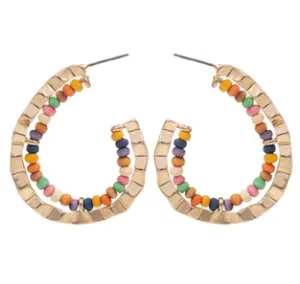 Colorful Wavy Gold Hoop