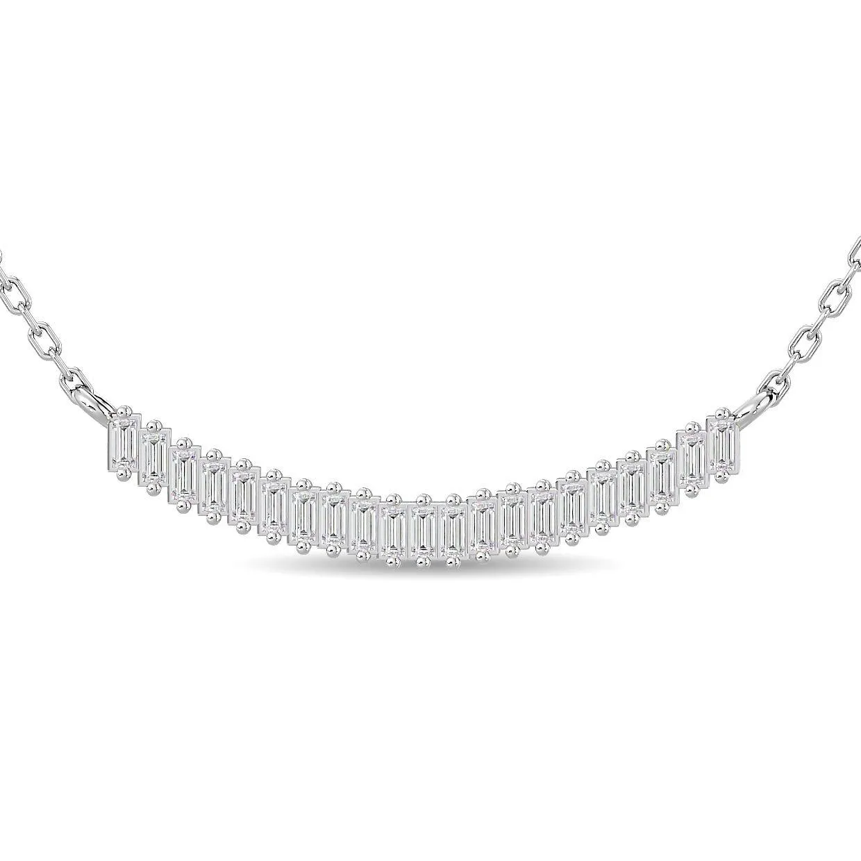 Diamond 1/6 Ct.Tw. Baguette Fashion Necklace in 14K White Gold