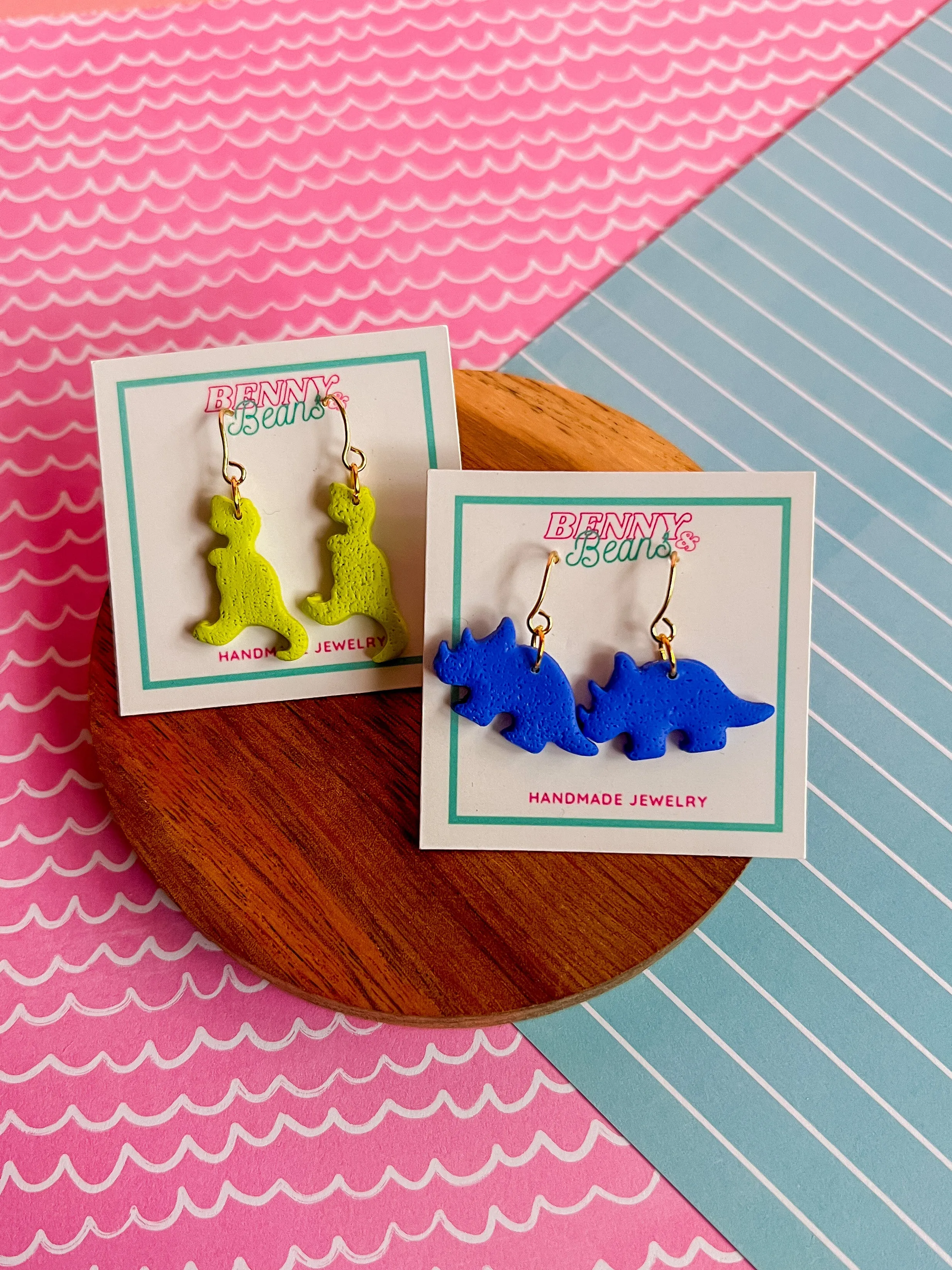 Dino Dangles | Clay Earrings