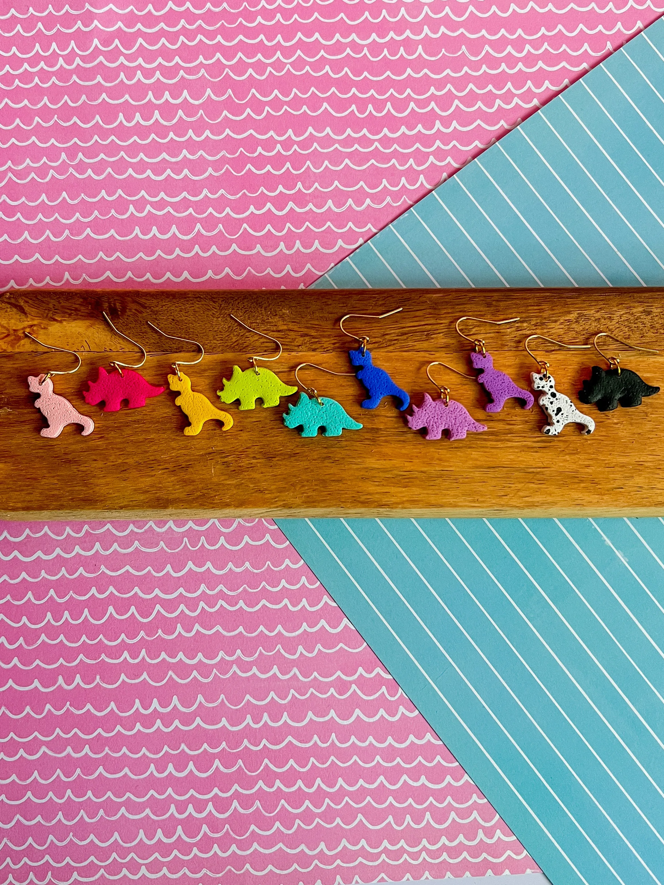 Dino Dangles | Clay Earrings