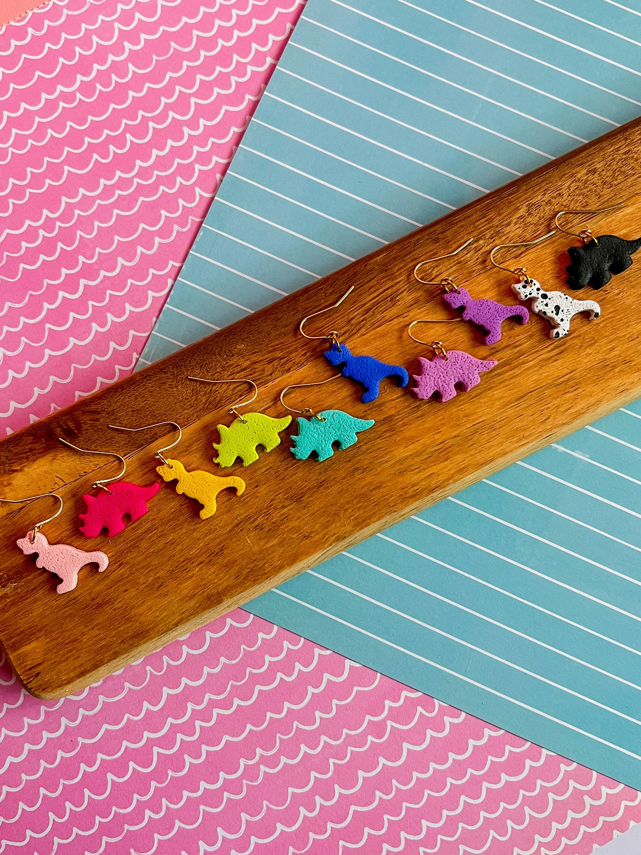 Dino Dangles | Clay Earrings