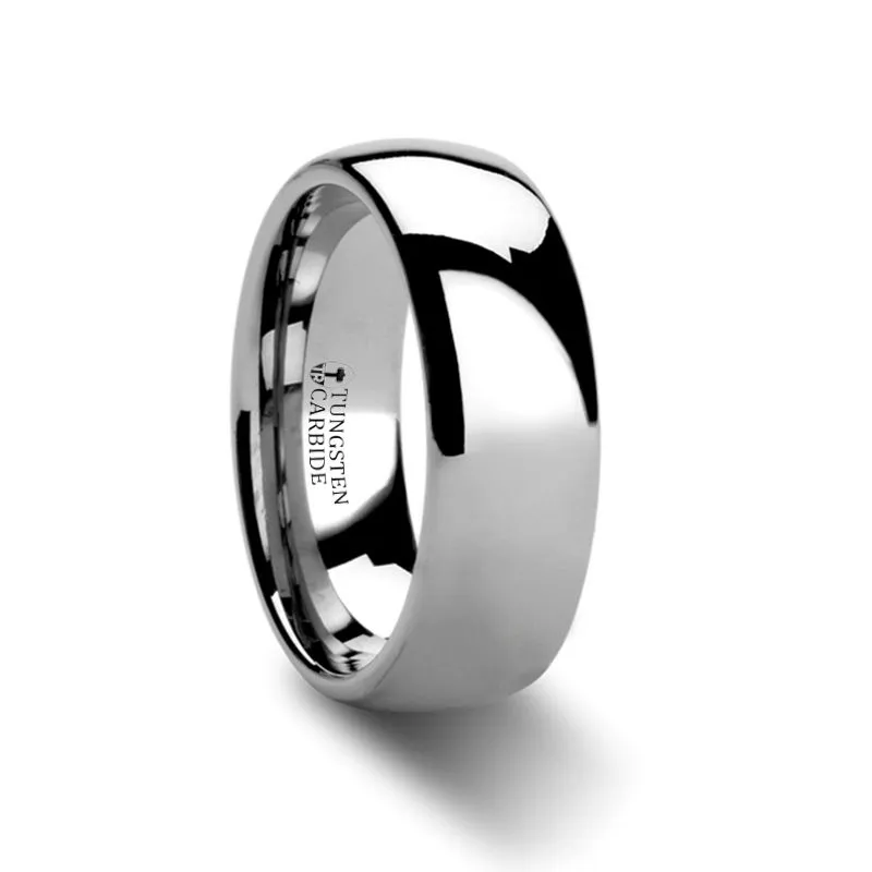 DOMINUS | Silver Tungsten Ring, Shiny Domed