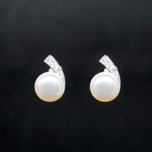 Elena X - Pearl Crystal Stud Earrings