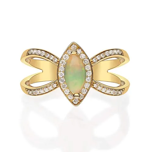 Evie 10K Yellow Gold Marquise-Cut Natural African Opal Ring