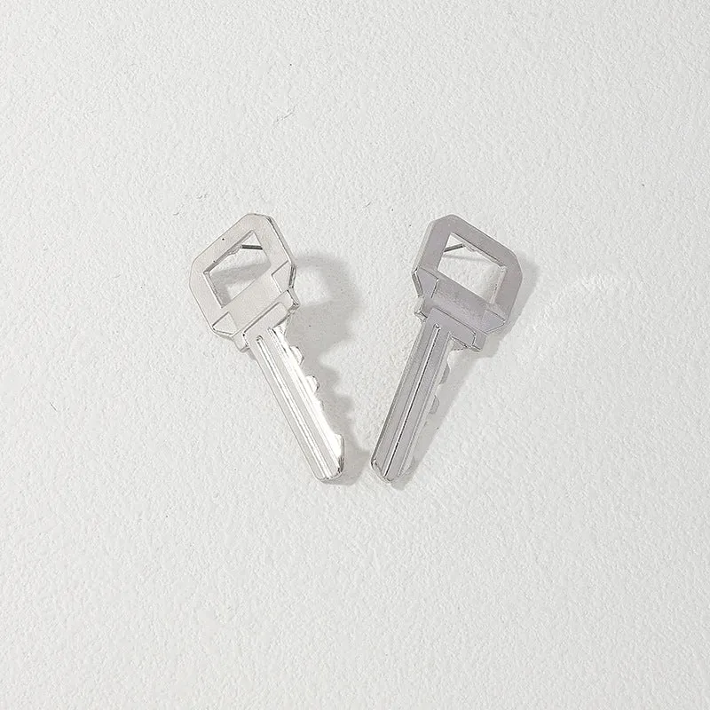 Exaggerated Metal Key Retro Earrings with Unique Vienna Verve Design