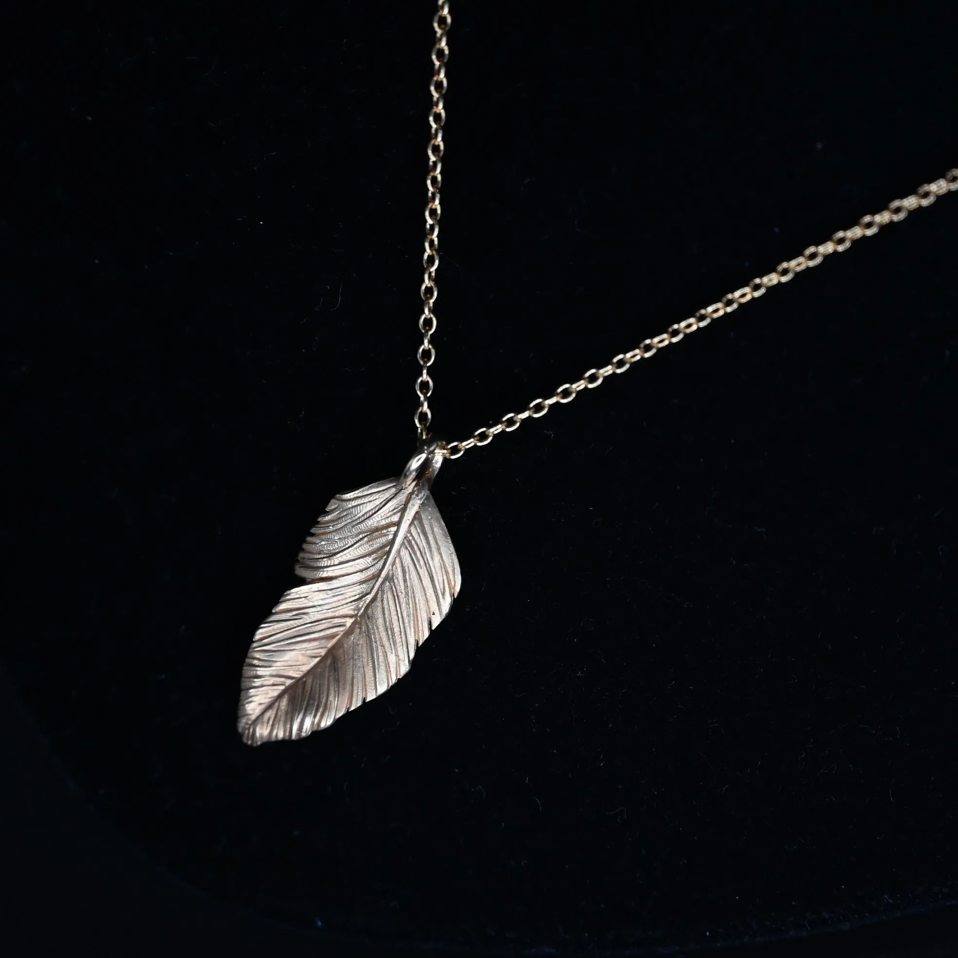 Feather Pendant in 18K Gold on 18 Inch Cable  Chain