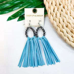 Feelin' Fabulous Navajo Teardrop Earrings With Leather Tassels in Turquoise