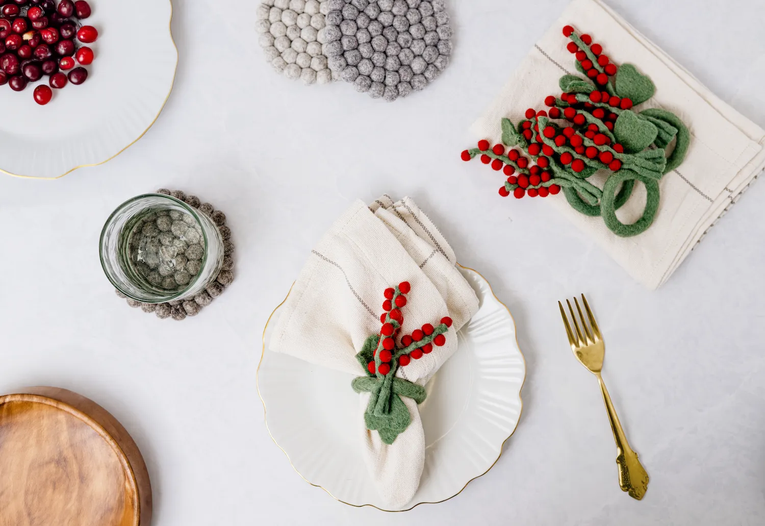 Felt Baby's Breath Napkin Rings - Set of Four