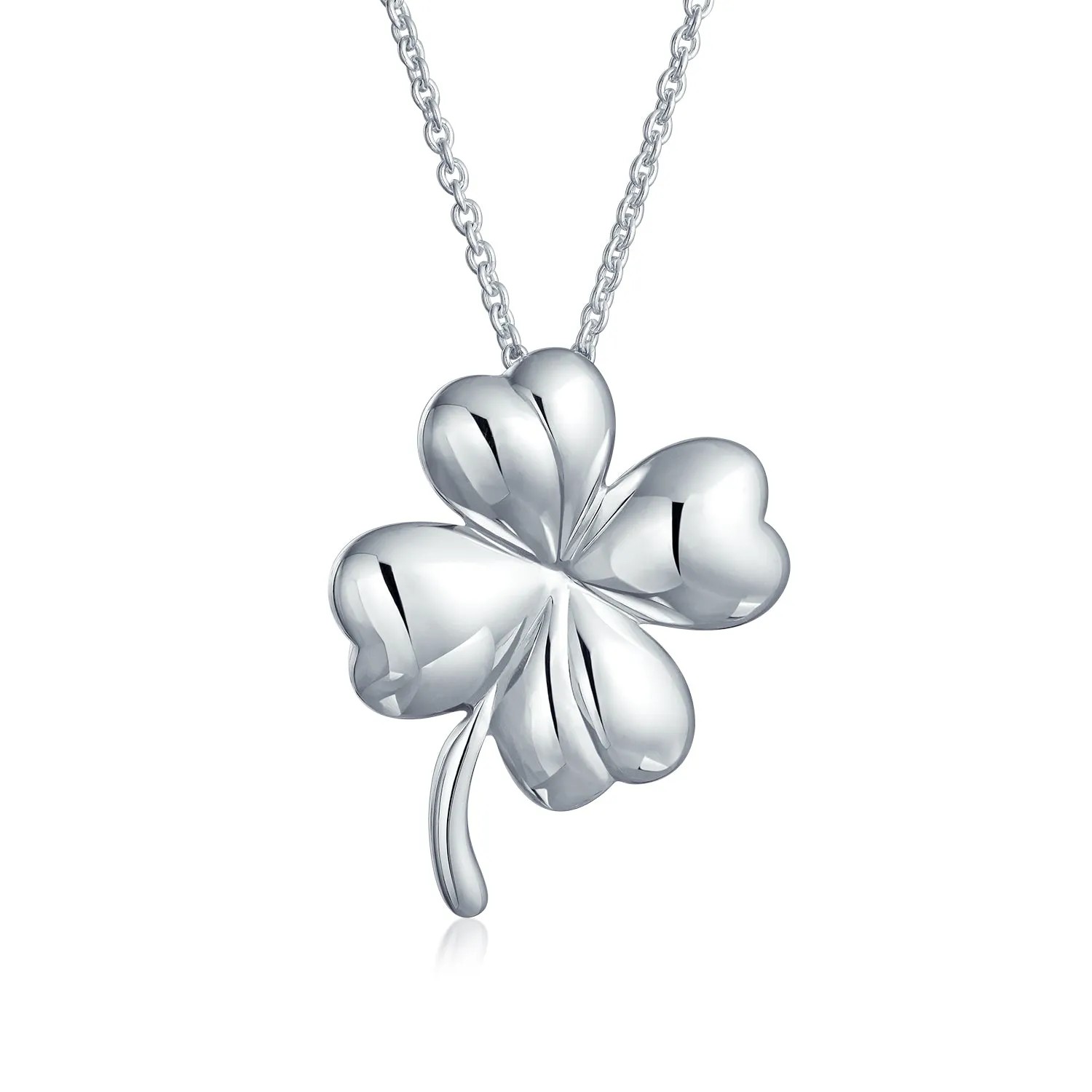 Flower Clover Charm Pendant Earrings Jewelry Set Gold-Plated Sterling Silver Necklace