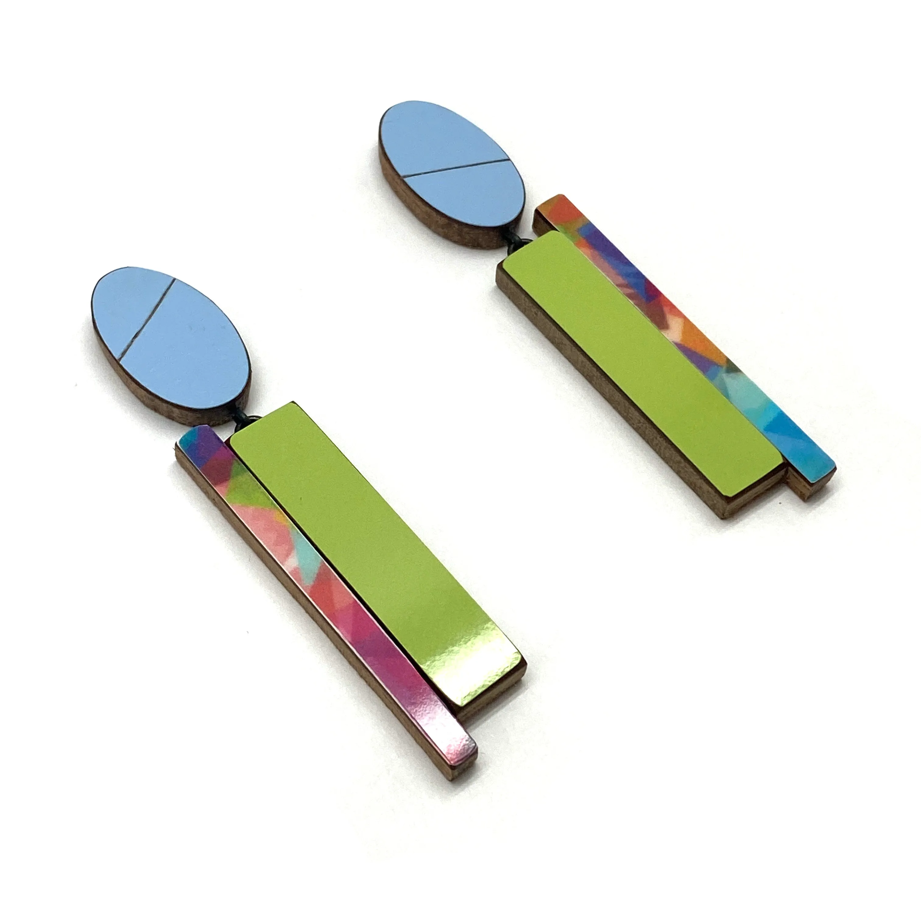 Geometric Earrings - Blue, Green, Multicolor