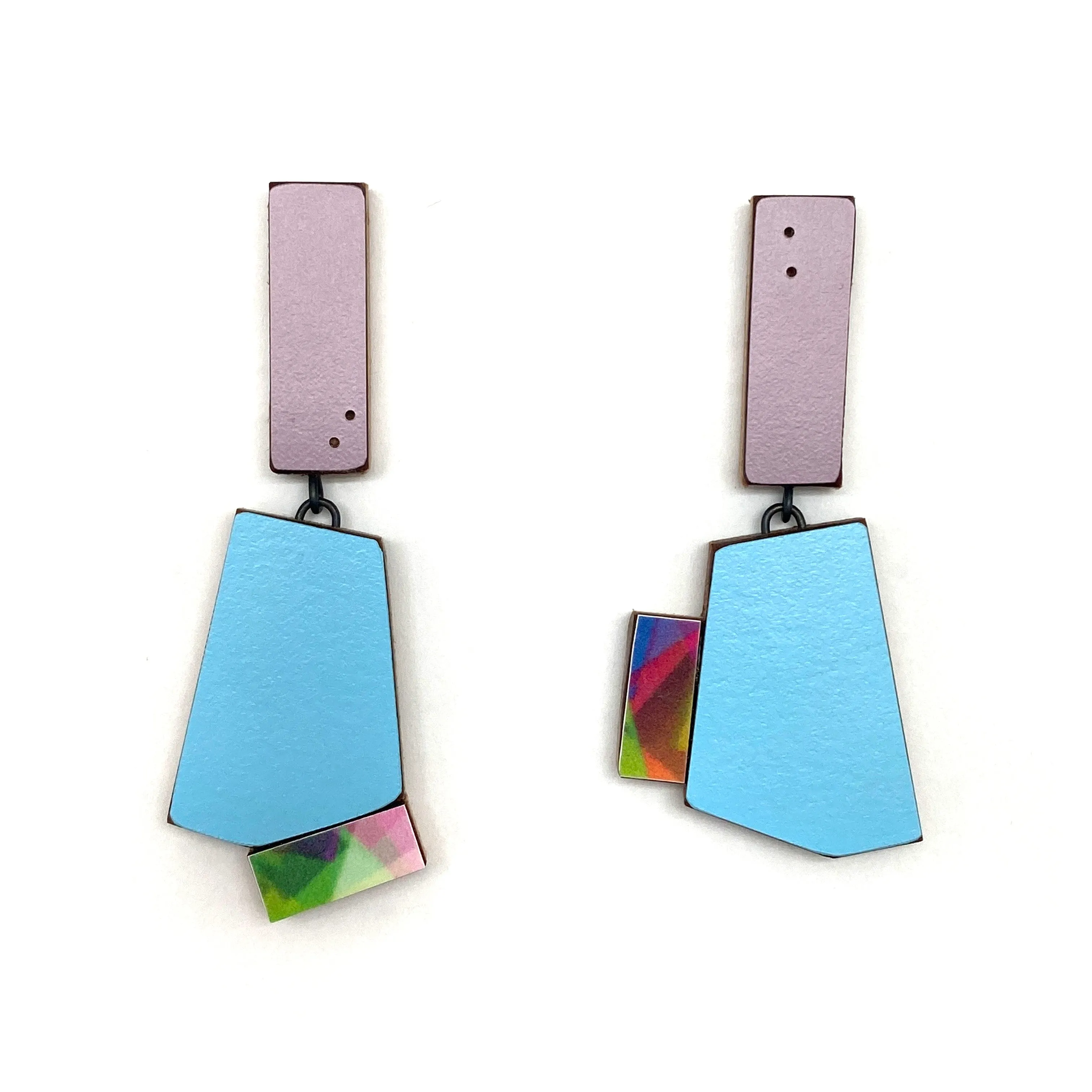 Geometric Earrings - Purple, Blue, Multicolor