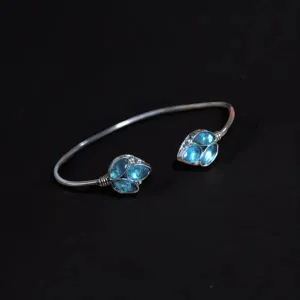 German Silver Stone Studded Kada Bracelet, Blue