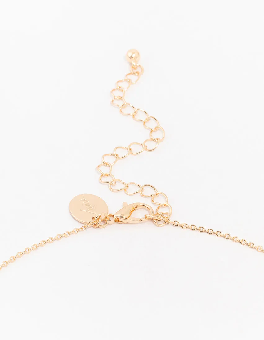 Gold Cubic Zirconia Heart & Arrow Necklace