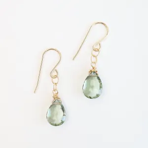 Gold Filled Green Amethyst Drops Earring