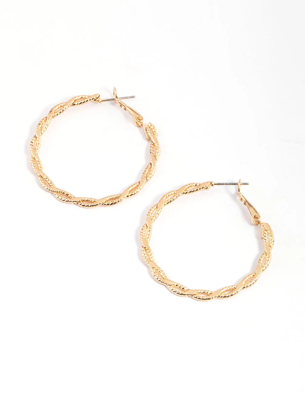 Gold Flat Open Marquise Hoop Earrings