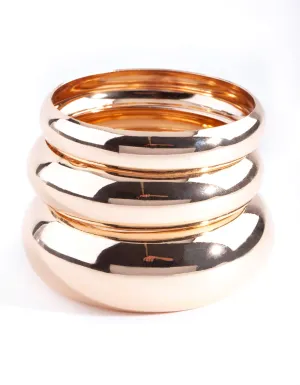 Gold Polished Statement Bangle Stack