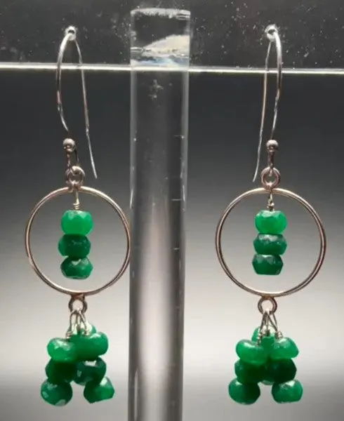 Green Onyx and Sterling Silver Hoop Earrings