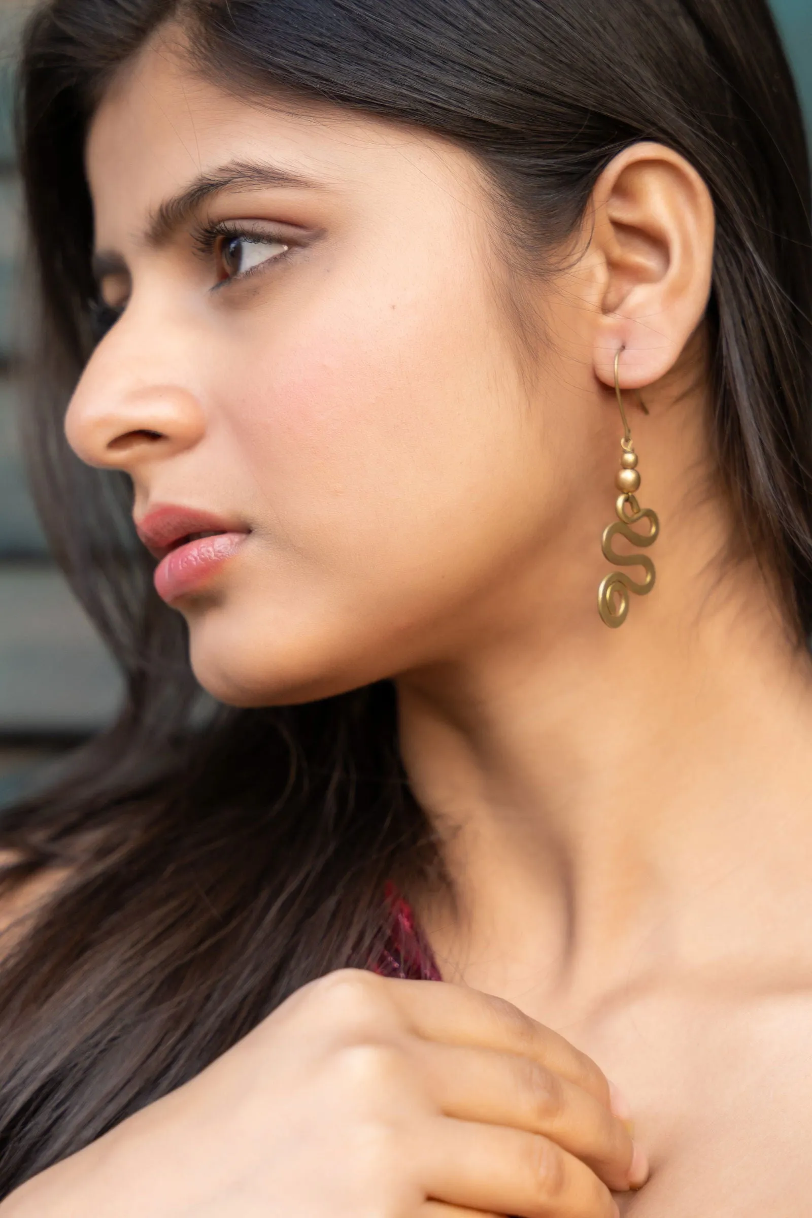 Handmade Dokra Brass Snake Spiral Earrings – Unique Artisan Design for Elegant Style