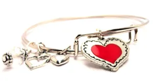 Handpainted Scribble Heart Red Expandable Bangle Bracelet Set