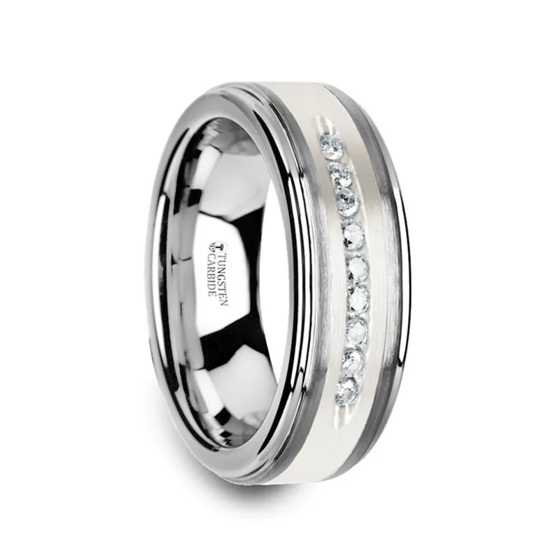 HARPER | Tungsten Ring 9 Channel Set White Diamonds