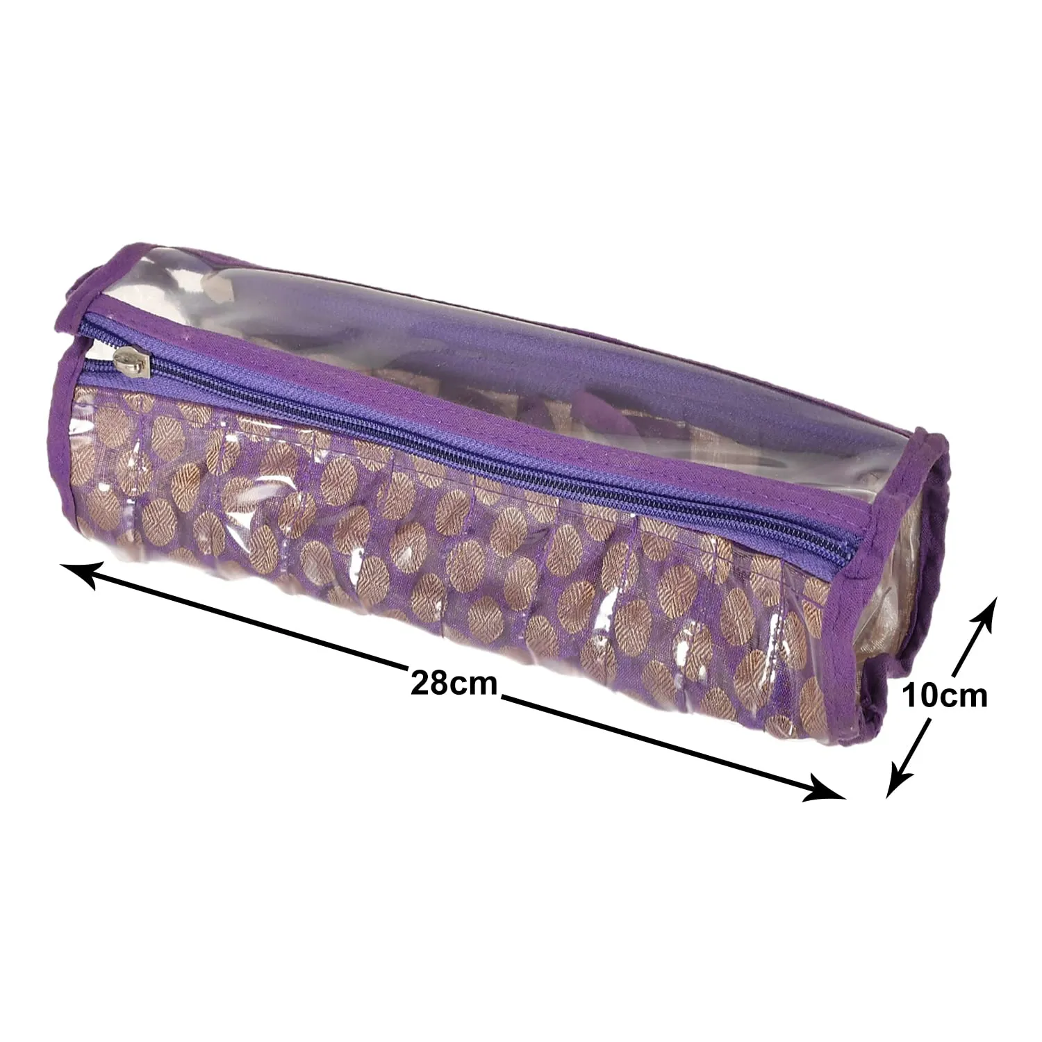 Heart Home Multipurpose Dot Printed Laminated PVC Bangle Organizer With 2 Way Zipper & 10 Comparment (Purple)-50HH0775