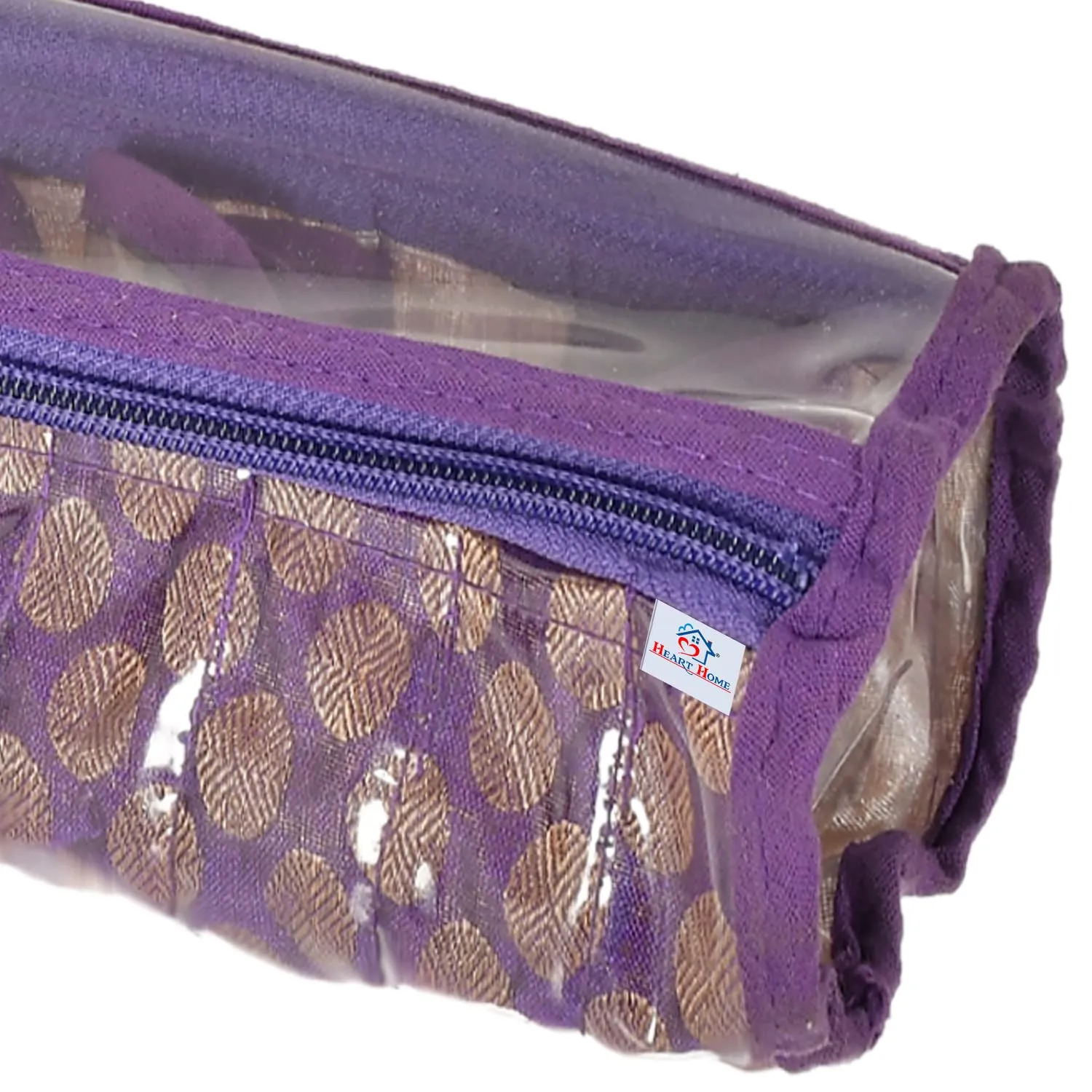 Heart Home Multipurpose Dot Printed Laminated PVC Bangle Organizer With 2 Way Zipper & 10 Comparment (Purple)-50HH0775